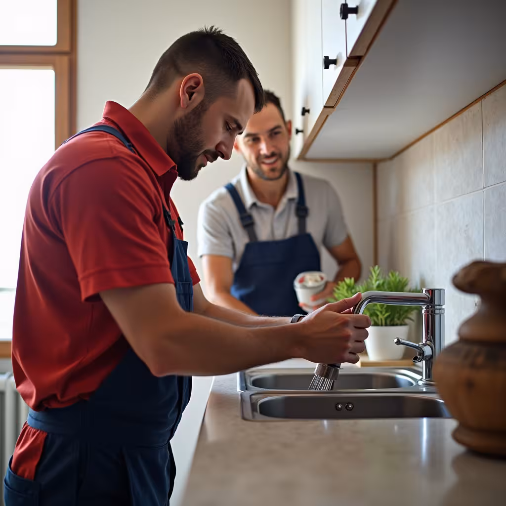 Técnico de desentupidora atendendo chamado em imóvel alugado em São Paulo