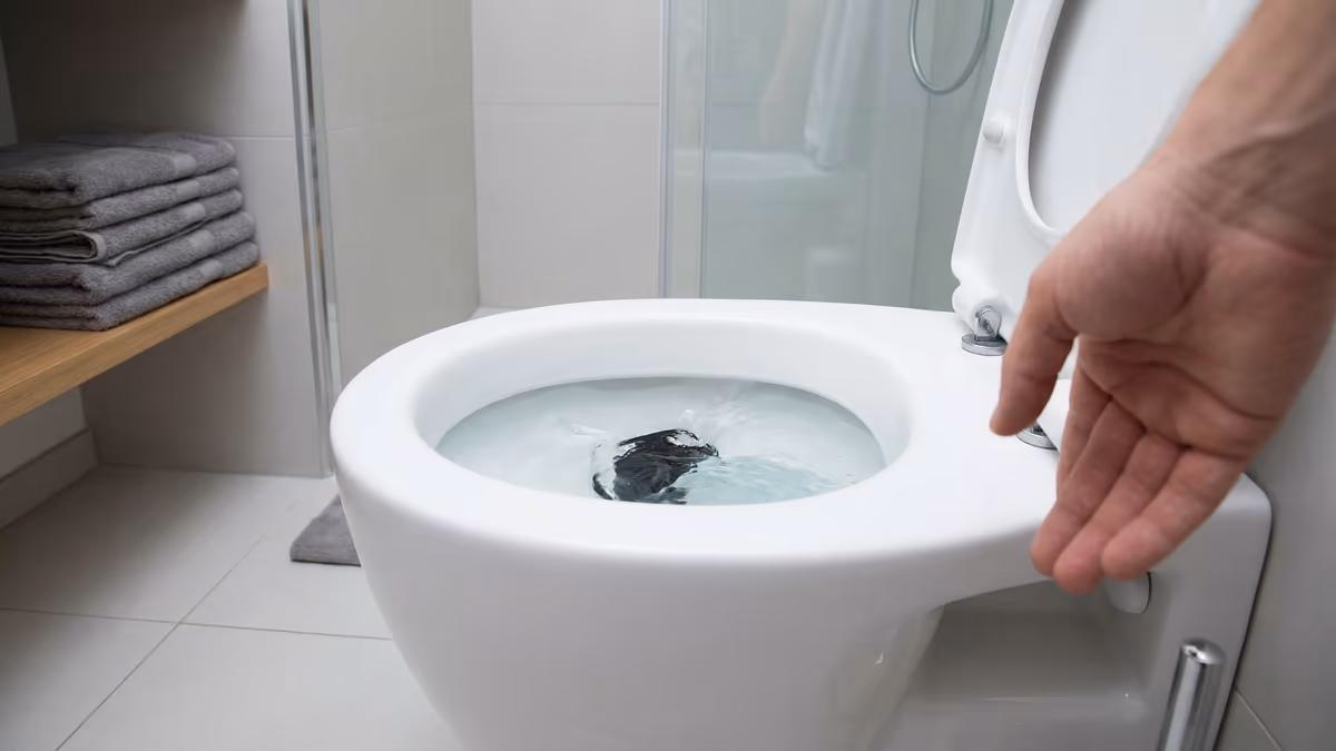 Vaso sanitário entupido por objeto estranho que caiu dentro