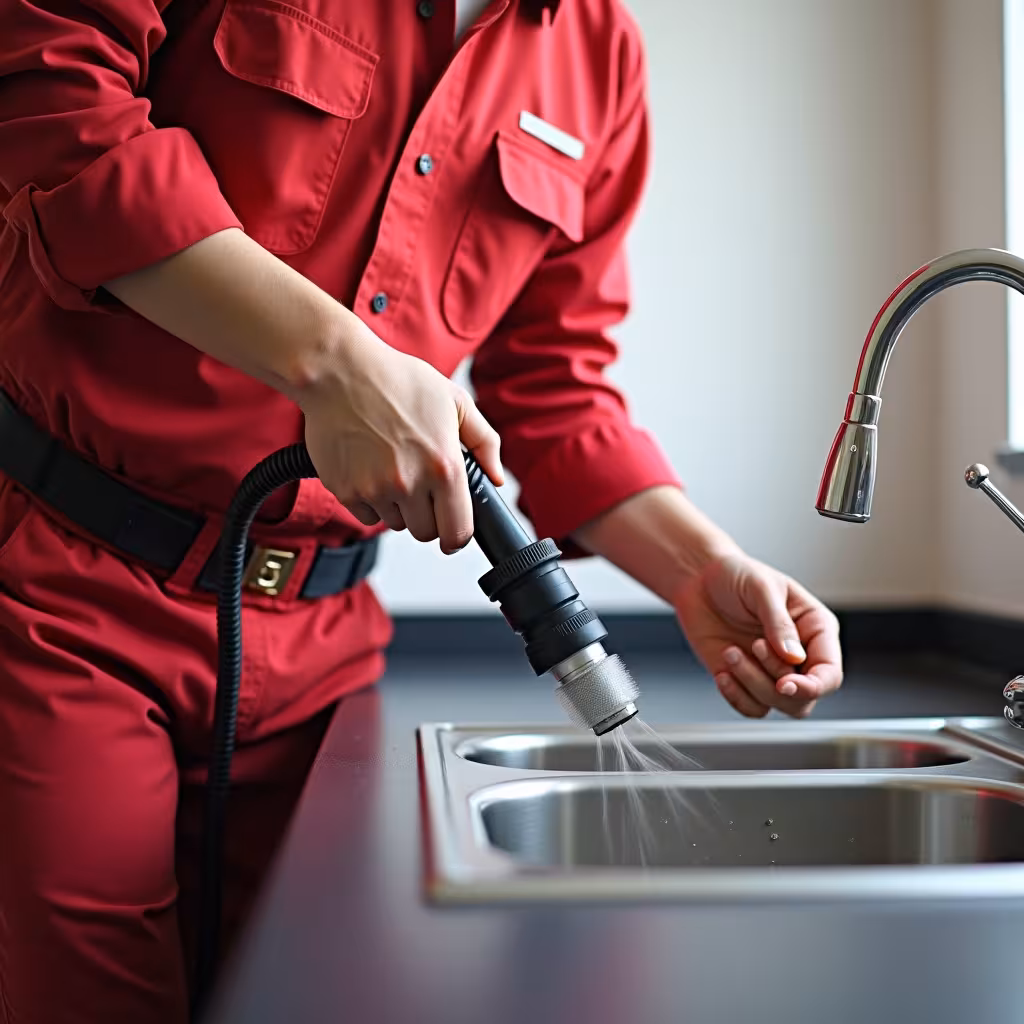 Técnico profissional realizando serviço de desentupimento em São Paulo